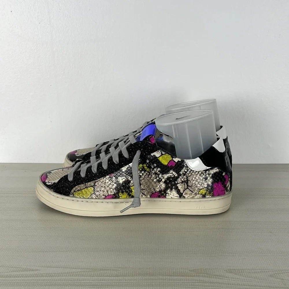 P448 women's S-21 John-W multicolor lace up snakeskin low top sneaker Size 7.5-8
